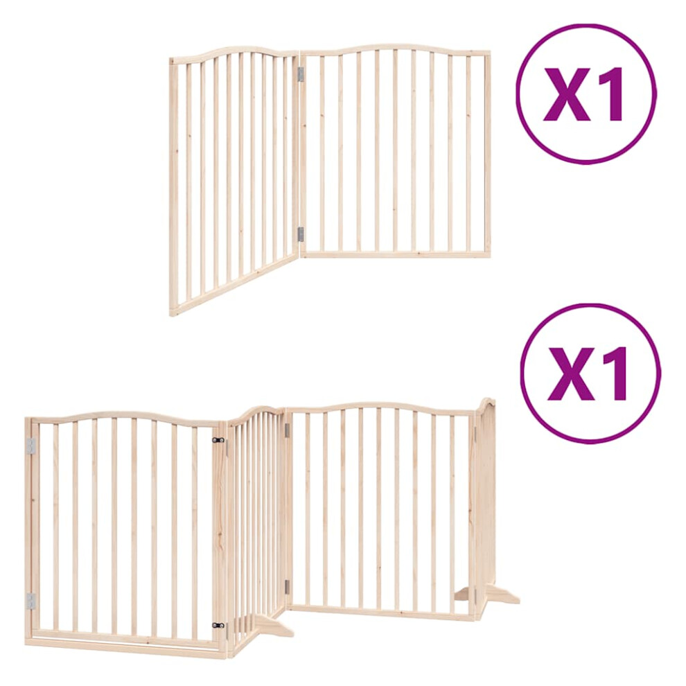Vidaxl (Natural, 80 X 90 X 2 Cm/ 6 Pcs) Dog Gate With Door Foldable Dog Fence Pet Gate Dog Barrier Poplar Wood