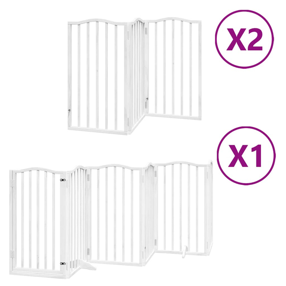 Vidaxl (White, 50 X 90 X 2 Cm/ 12 Pcs) Dog Gate With Door Foldable Dog Fence Pet Gate Dog Barrier Poplar Wood