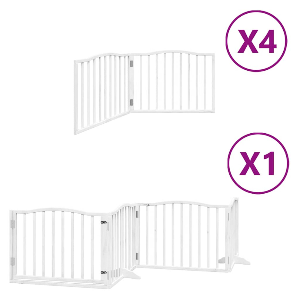 Vidaxl (White, 80 X 60 X 2 Cm/ 12 Pcs) Dog Gate With Door Foldable Dog Fence Pet Gate Dog Barrier Poplar Wood