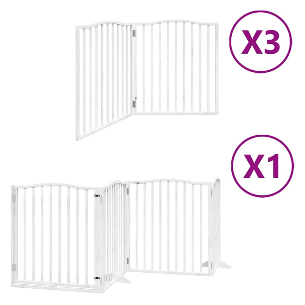 Vidaxl (White, 80 X 90 X 2 Cm/ 10 Pcs) Dog Gate With Door Foldable Dog Fence Pet Gate Dog Barrier Poplar Wood