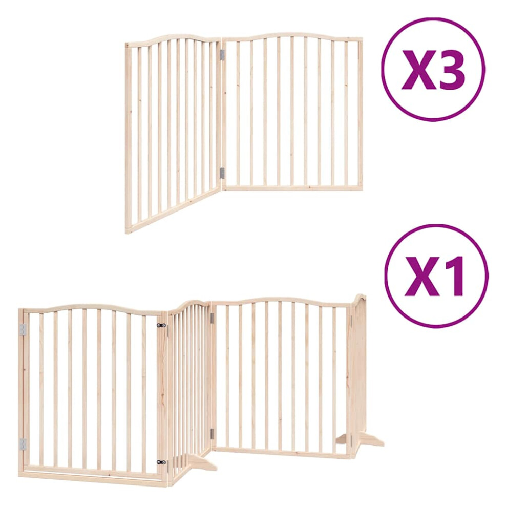 Vidaxl (Natural, 80 X 90 X 2 Cm/ 10 Pcs) Dog Gate With Door Foldable Dog Fence Pet Gate Dog Barrier Poplar Wood