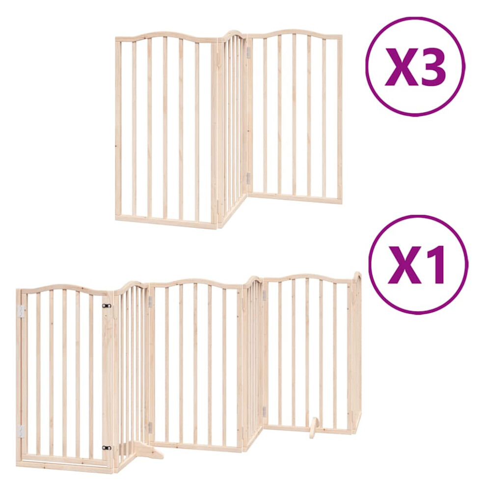 Vidaxl (Natural, 50 X 90 X 2 Cm/ 15 Pcs) Dog Gate With Door Foldable Dog Fence Pet Gate Dog Barrier Poplar Wood