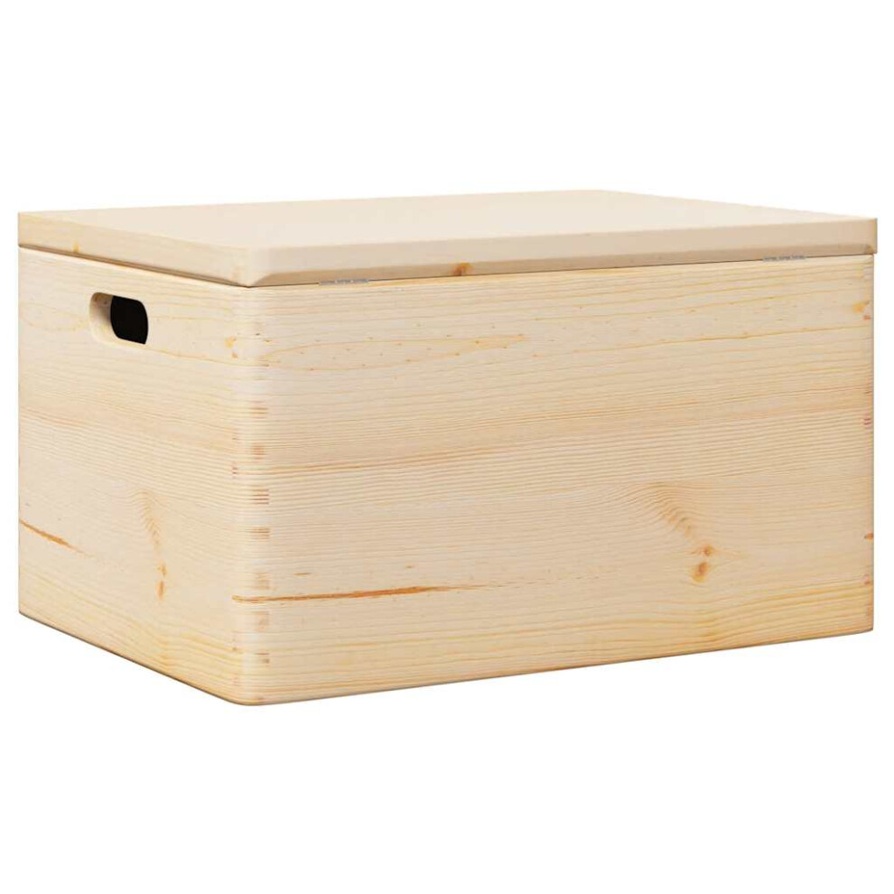 (With lid and handles) vidaXL Wooden Box Storage Box Wooden Crate Treasure Chest Solid Wood Pine