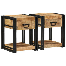 (2 pcs) vidaXL Bedside Cabinet 40x40x50 cm Solid Rough Wood Mango bedside table