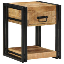 (1 pcs) vidaXL Bedside Cabinet 40x40x50 cm Solid Rough Wood Mango bedside table