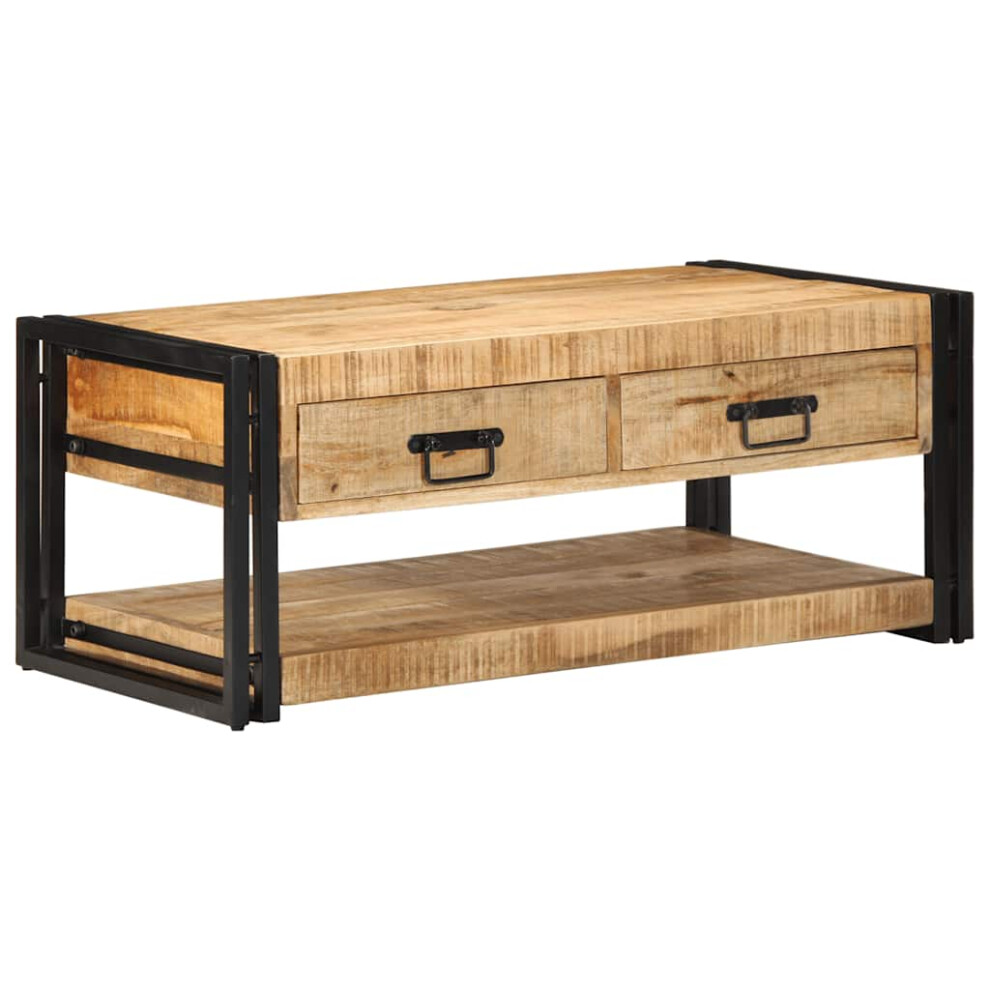 New Vidaxl (Solid Rough Mango Wood) Coffee Table 90X50x38 Cm Solid Rough Wood Mango Side Table Brown