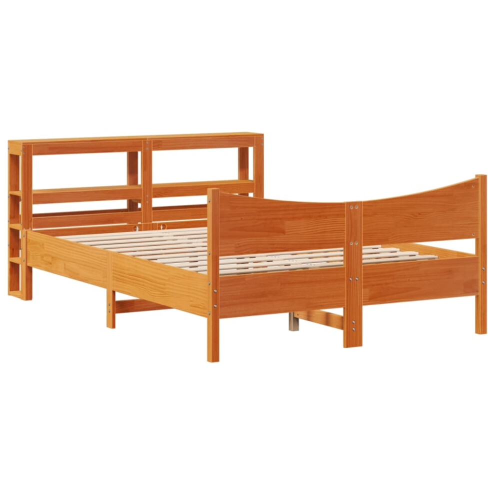 Vidaxl (Wax Brown, 120 X 200 Cm) Bed Frame With Headboard Bed Base White 100X200 Cm Solid Wood Pine