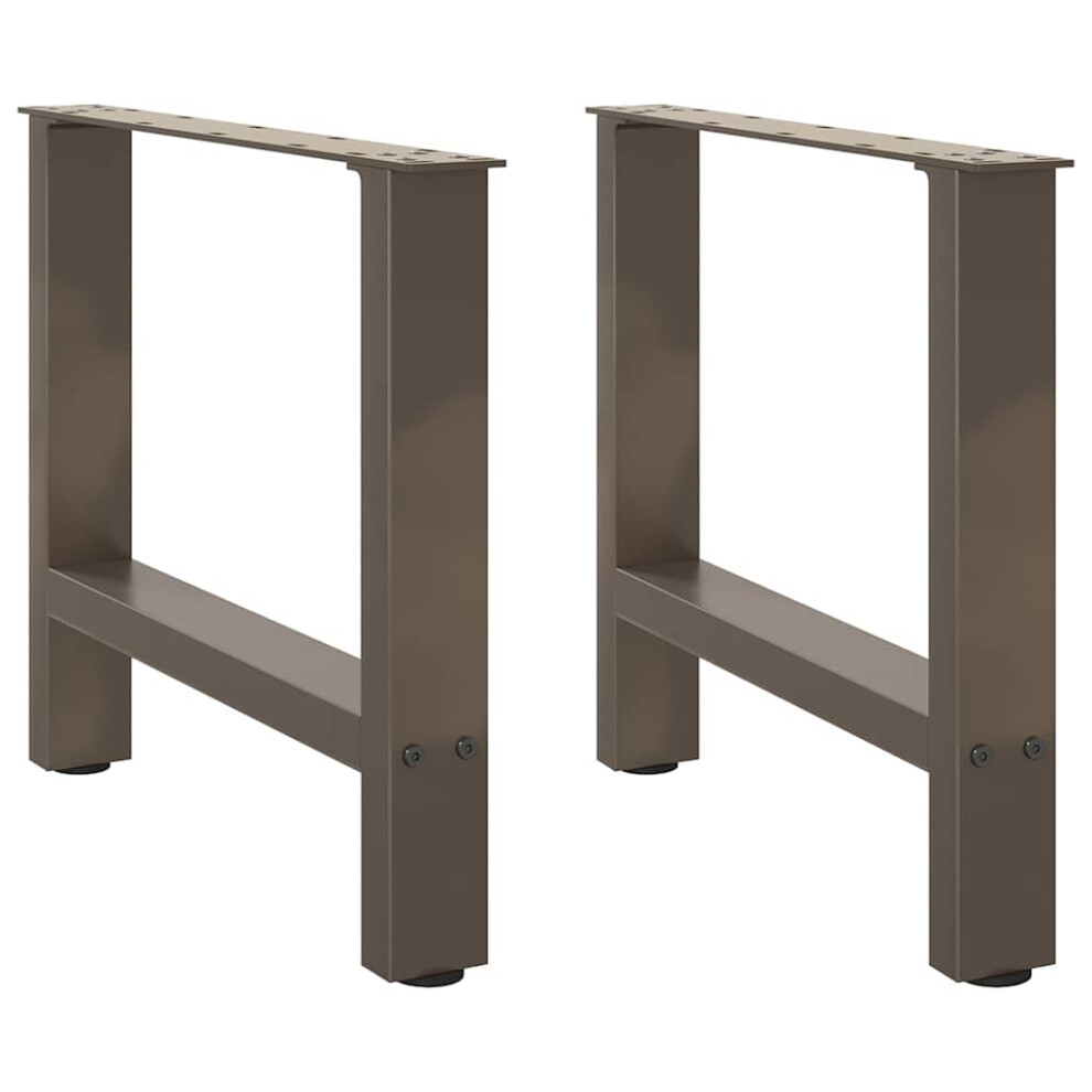 Vidaxl Coffee Table Legs Natural Steel 2 Pcs 60X(42-43) Cm Steel, Grey - Image 2