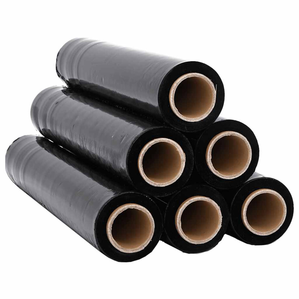 Vidaxl (Black, 50 Cm X 150 M/ 6 Pcs) Stretch Films Packaging Film Wrapping Film Stretch Wrap Roll 30 Μm