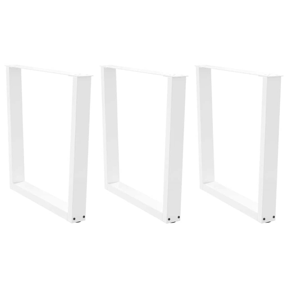 Vidaxl (White, 90 X (72-73.3) Cm/3 Pcs) Dining Table Legs V-Shape Desk Legs Kitchen Furniture Leg 3 Pcs Steel