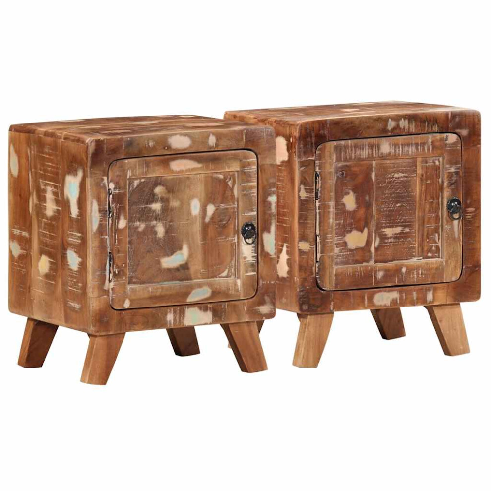 Vidaxl (Solid Reclaimed Wood, 2 Pcs) Bedside Cabinet 2 Pcs 40X32x46 Cm Solid Wood Reclaimed Bedside Table