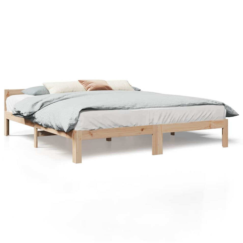 New Vidaxl (Natural, 160 X 200 Cm) Family Bed Frame No Mattress Bedrom Bed Base Bedstead Solid Wood Pine