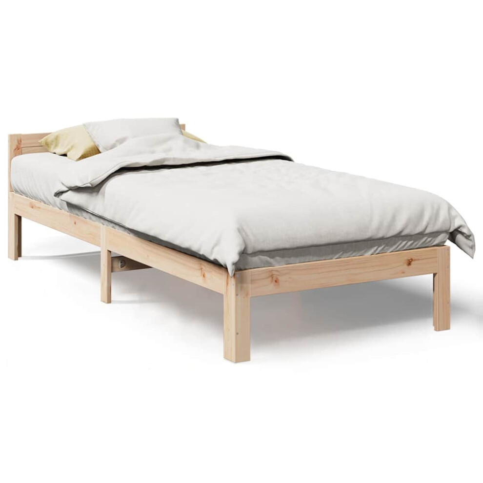 Vidaxl (Natural, 90 X 200 Cm) Family Bed Frame No Mattress Bedrom Bed Base Bedstead Solid Wood Pine