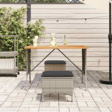 (grey) vidaXL Garden Table with Acacia Wood Top Black 105x75x72 cm Poly Rattan