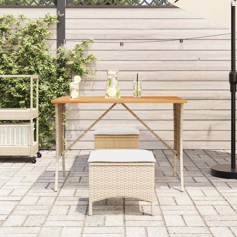 (beige) vidaXL Garden Table with Acacia Wood Top Black 105x75x72 cm Poly Rattan-image-OPC-PG7JWXV-NEW