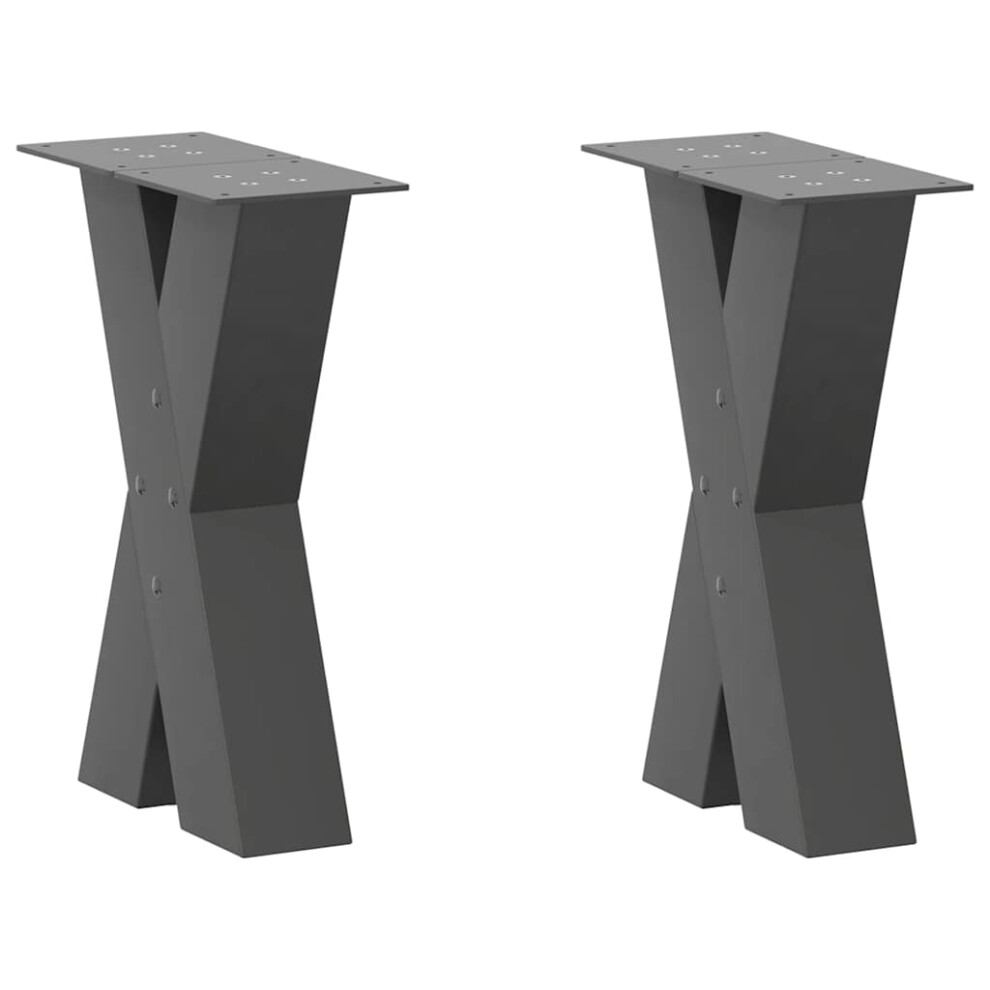 Vidaxl (Anthracite, 28 X (42-43) Cm (80 Mm)/ 2 Pcs) Dining Table Legs X-Shaped Desk Legs Kitchen Metal Furniture Legs Steel