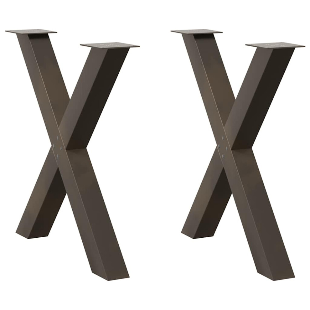 VIDAXL X-Shaped Dining Table Legs, 2 Piece Set, Brown Powder-Coated Steel, 80x73 cm, Adjustable Feet for Custom Furniture Projects - Image 2