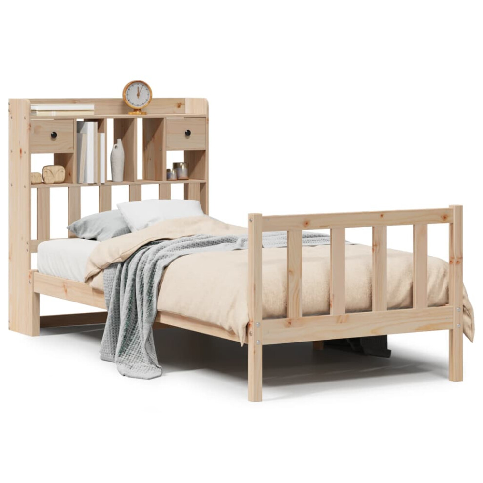 Vidaxl (Natural, 90 X 190 Cm) Bookcase Bed Without Mattress Bed 120X200 Cm Solid Wood Pine White