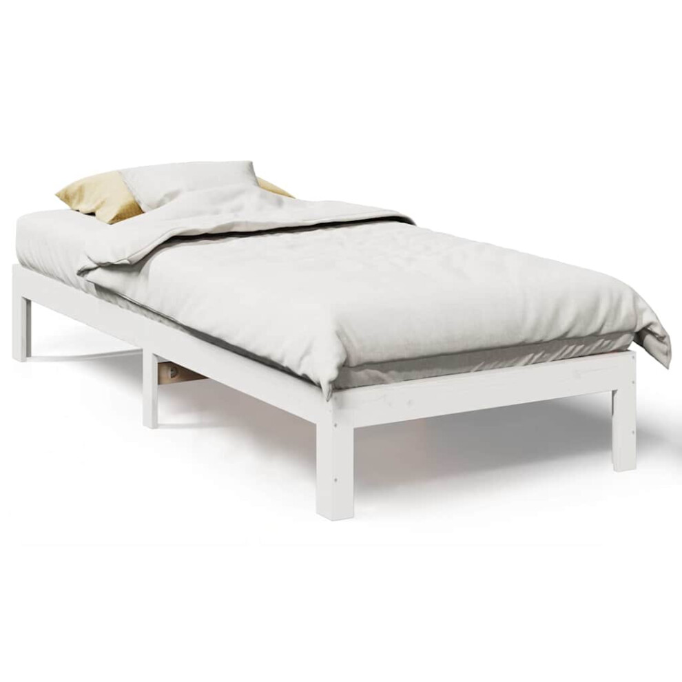 Vidaxl (White, 90 X 200 Cm) Family Bed Frame No Mattress Bedrom Bed Base Bedstead Solid Wood Pine