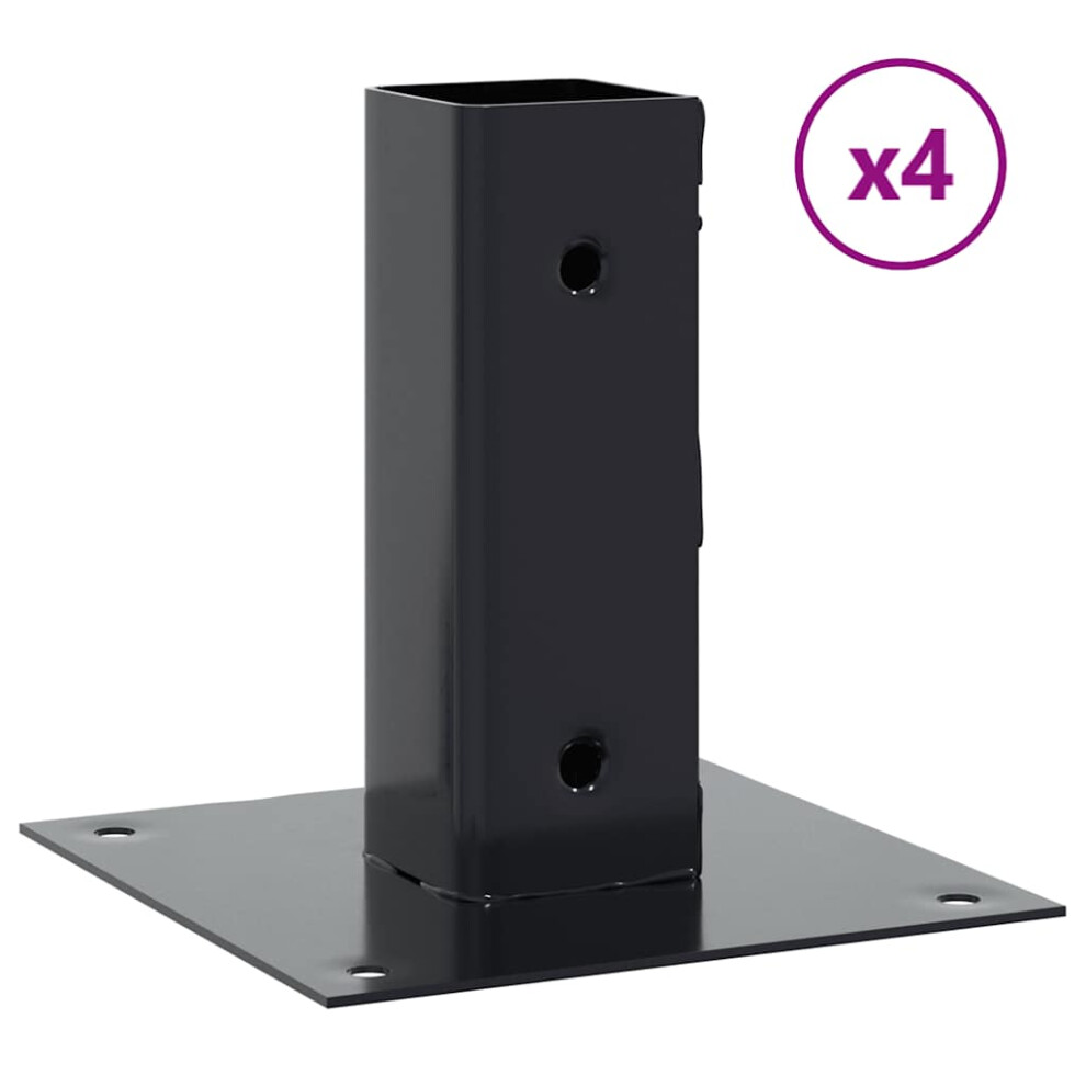 (51 x 51 mm/ 4 pcs) vidaXL Post Bases Square 4 pcs Anthracite 51x51 mm Powder-coated Steel