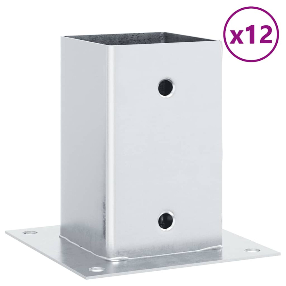 (81 x 81 mm/ 12 pcs) vidaXL Post Bases Square 4 pcs Anthracite 51x51 mm Powder-coated Steel