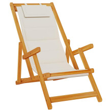 (light grey) vidaXL Folding Beach Chair with Armrests Blue Acacia Wood & Textilene
