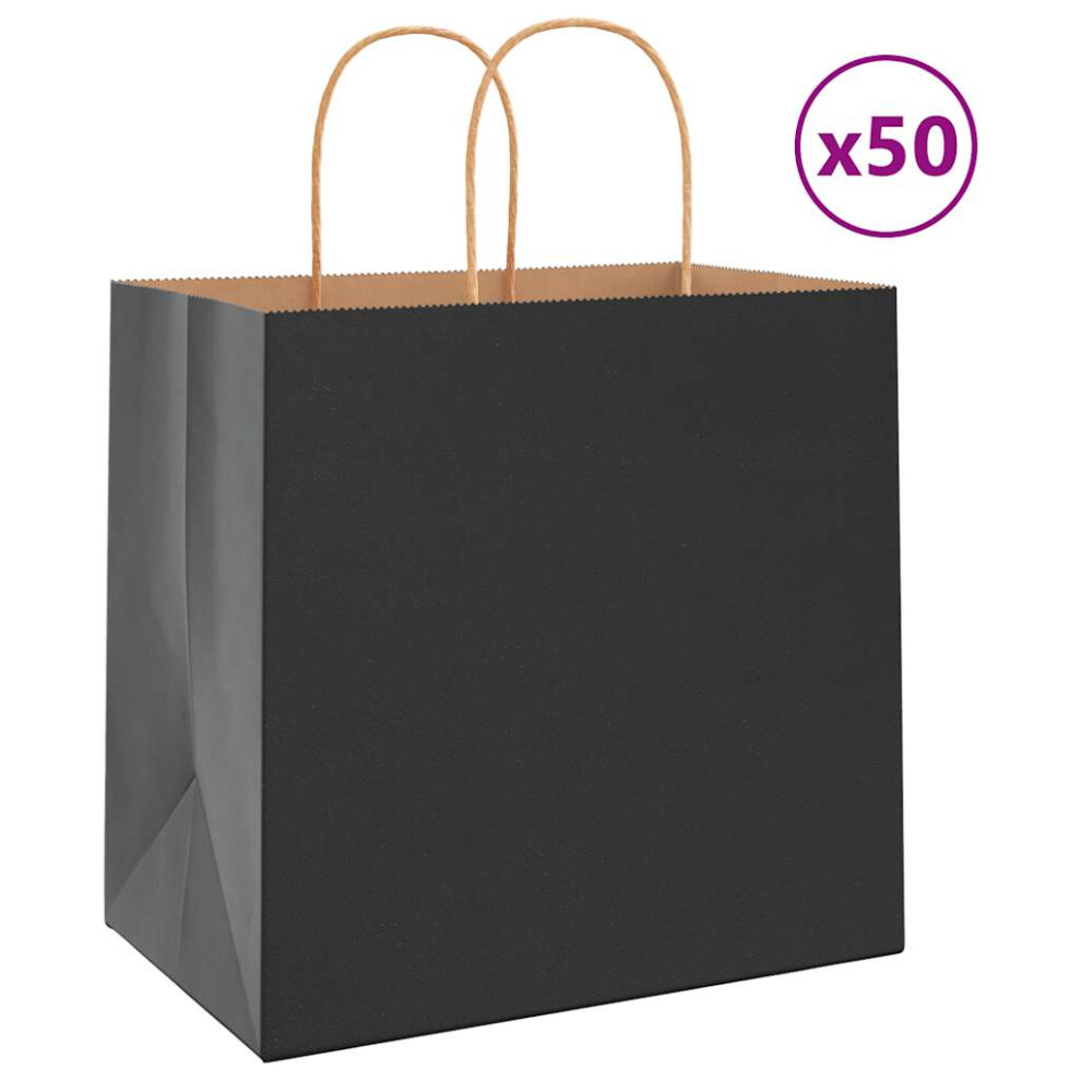 (black, 26 x 17 x 25 cm/ 50 pcs) vidaXL Paper Bags 50 pcs with Handles Yellow 26x17x25 cm Paper Grocery Bag