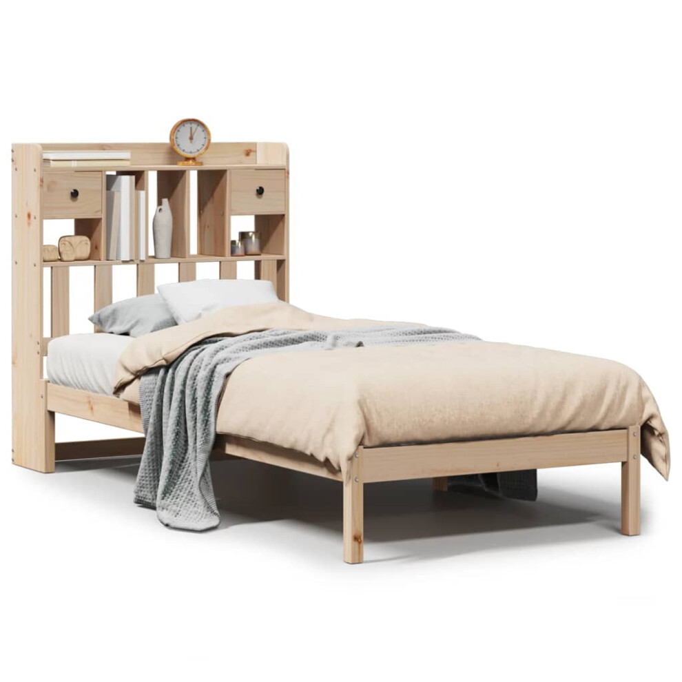 Vidaxl (Natural, 90 X 200 Cm) Bookcase Bed Without Mattress Bed Frame 120X200 Cm Solid Wood Pine
