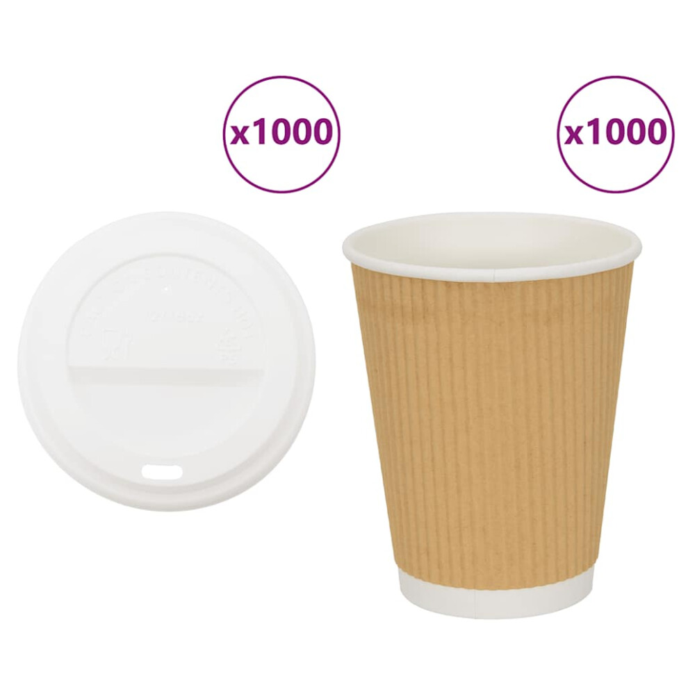 (12oz/400ml) vidaXL Paper Coffee Cups with Lids 1000 pcs 4oz 100ml paper cup