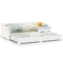 (white) vidaXL Daybed with Trundle without Mattress IRUN 90x200 cm sofa bed