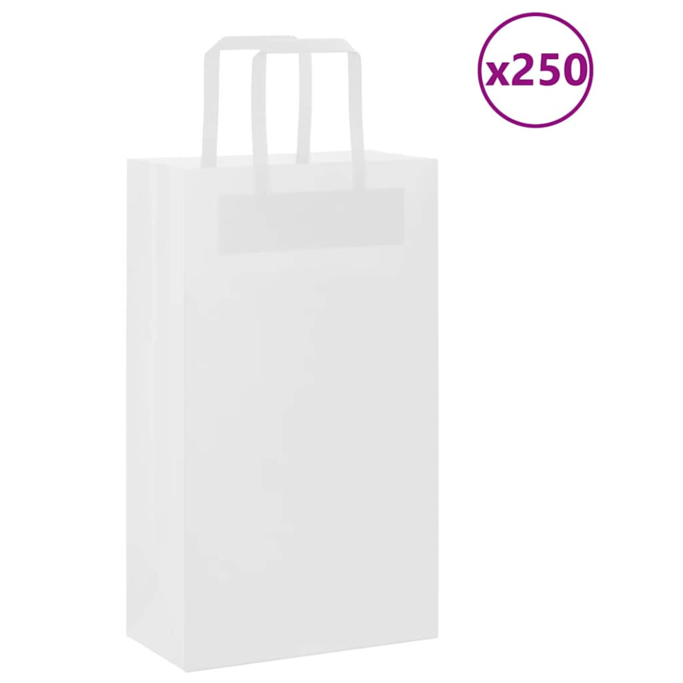 (white, 21 x 11 x 36 cm/ 250 pcs) vidaXL Paper Bags 250 pcs with Handles Blue 32x22x28 cm Paper Grocery Bag