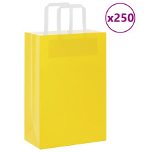 (yellow, 21 x 11 x 31 cm/ 250 pcs) vidaXL Paper Bags 250 pcs with Handles Blue 32x22x28 cm Paper Grocery Bag
