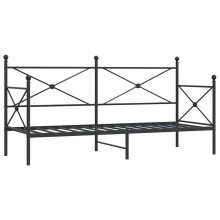 (black, 90 x 200 cm/without trundle) vidaXL Daybed with Trundle without Mattress Black 100x200 cm Steel sofa bed