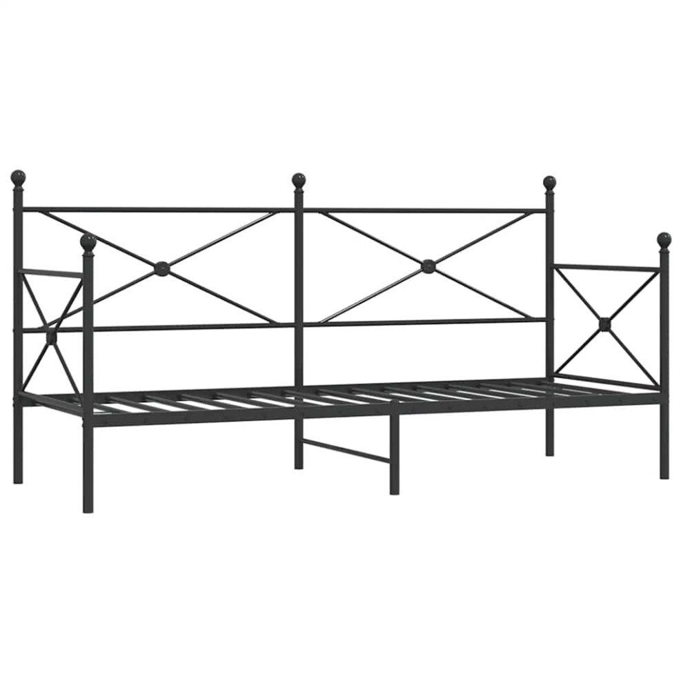 Vidaxl (, 90 X 190 Cm/Without Trundle) Daybed With Trundle Without Mattress 100X200 Cm Steel Sofa Bed Black
