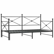 (black, 107 x 203 cm/with trundle) vidaXL Daybed with Trundle without Mattress Black 100x200 cm Steel sofa bed