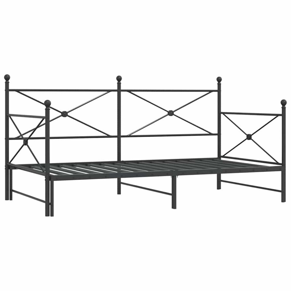 (black, 107 x 203 cm/with trundle) vidaXL Daybed with Trundle without Mattress Black 100x200 cm Steel sofa bed