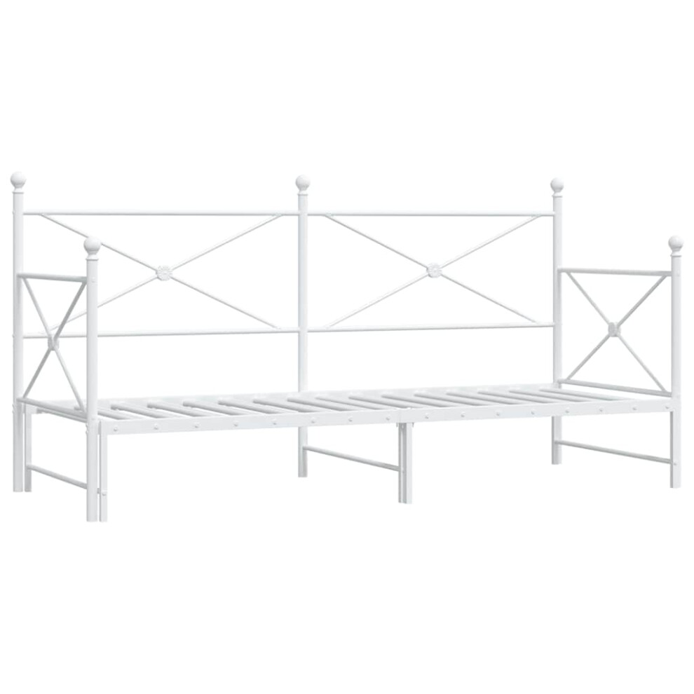 Vidaxl (White, 90 X 190 Cm/With Trundle) Daybed With Trundle Without Mattress Black 100X200 Cm Steel Sofa Bed