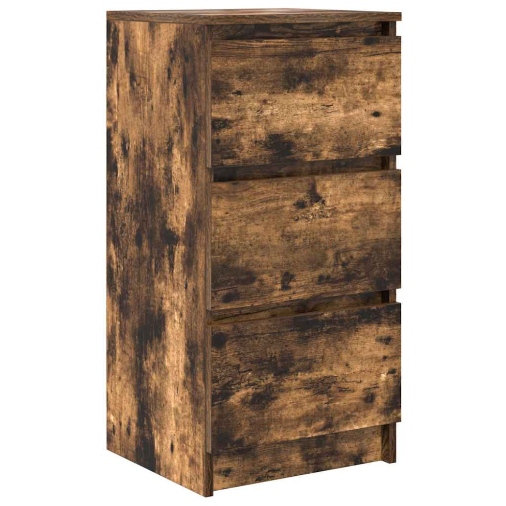 Vidaxl (Smoked Oak) Sideboard Black Oak 37.5X35x76 Cm Engineered Wood Storage Cabinet