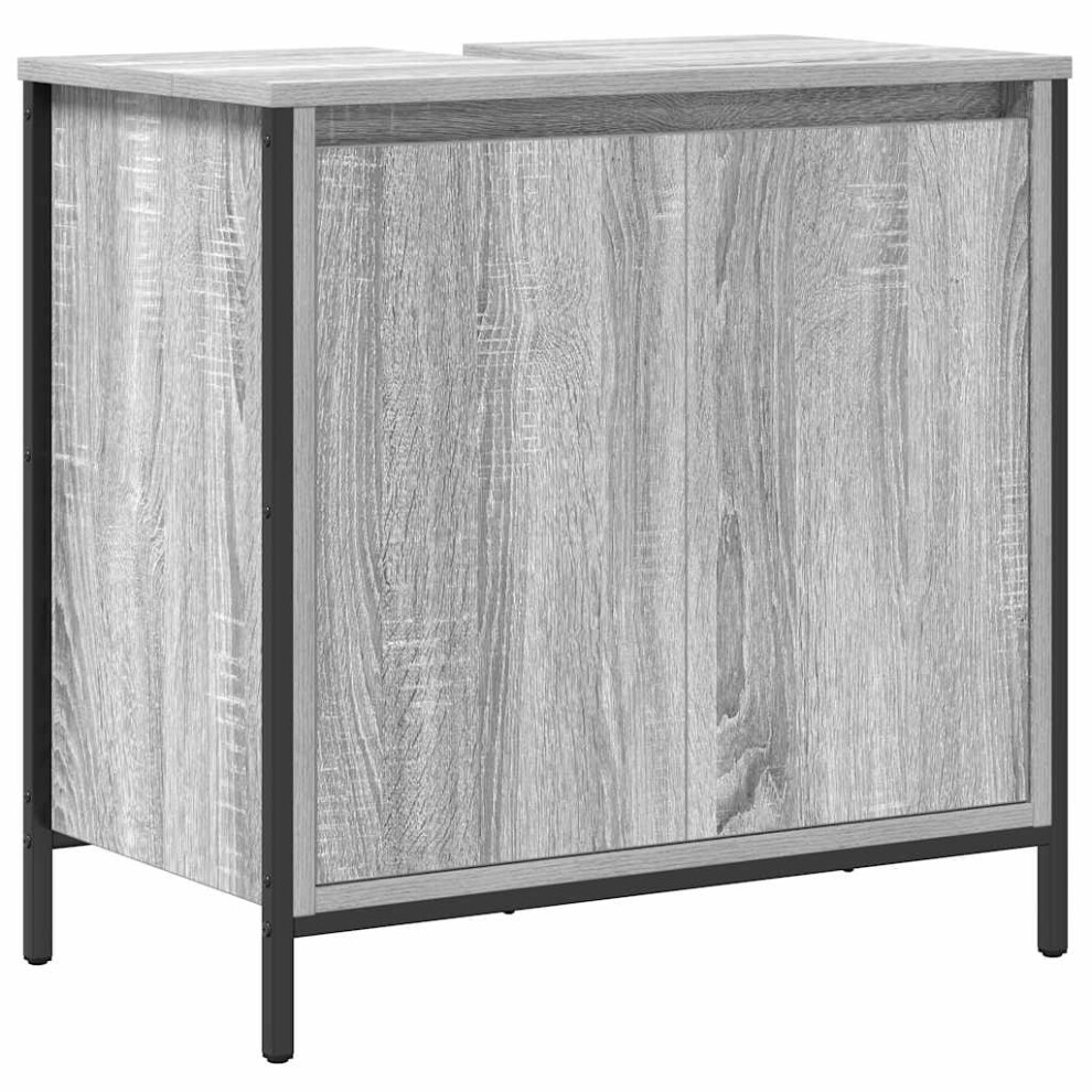 Vidaxl (Grey Sonoma) Bathroom Basin Cabinet Smoked Oak 60X34.5x60 Cm Bathroom Sink Cabinet