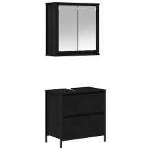 (black oak) vidaXL 2 Piece Bathroom Furniture Set Black Oak Engineered Wood