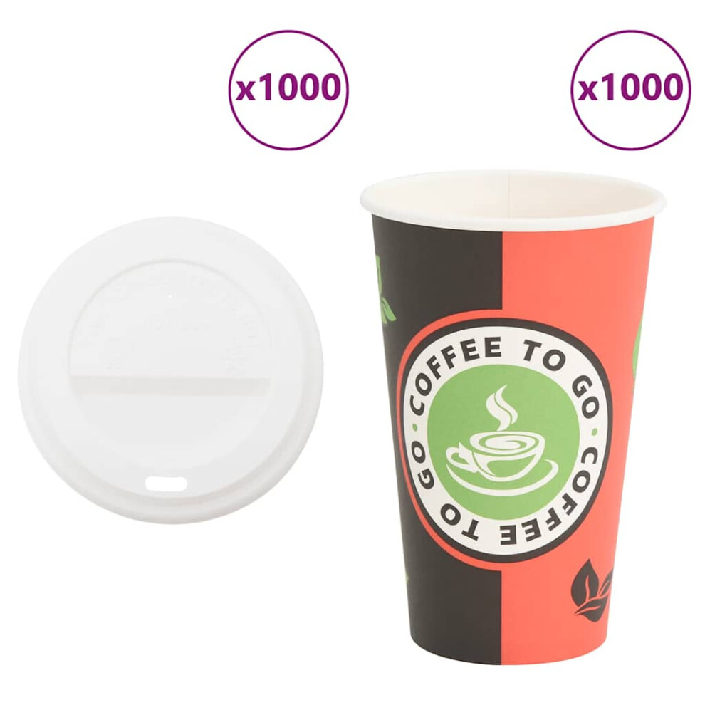 (16oz/400ml) vidaXL Paper Coffee Cups with Lids 1000 pcs 16oz 400ml paper cup