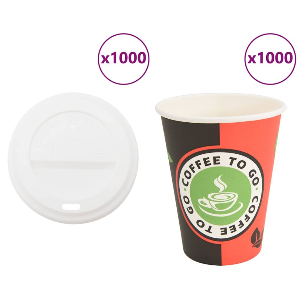 (12oz/300ml) vidaXL Paper Coffee Cups with Lids 1000 pcs 16oz 400ml paper cup
