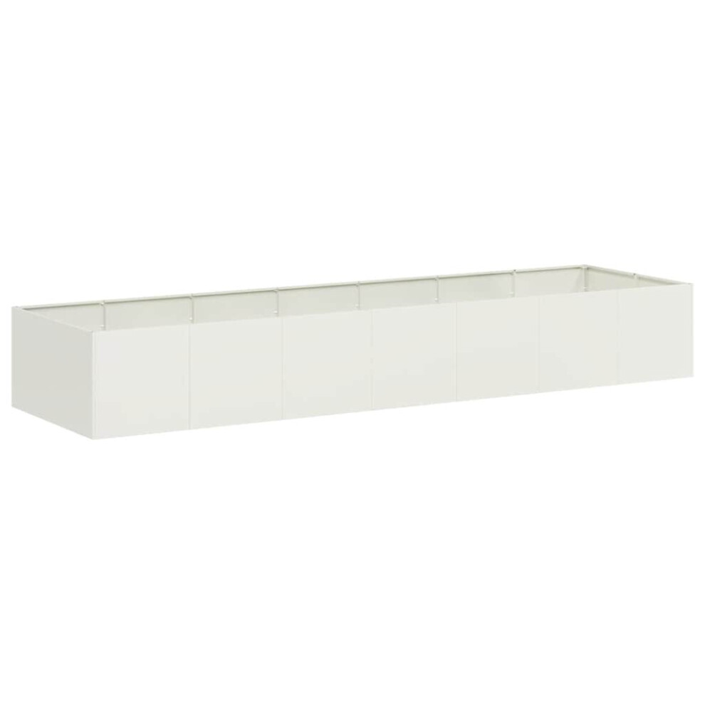 Vidaxl (Steel/White, 280 X 80 X 40 Cm) Planter Outdoor Flower Pot Garden Raised Bed Patio Plant Pot Steel