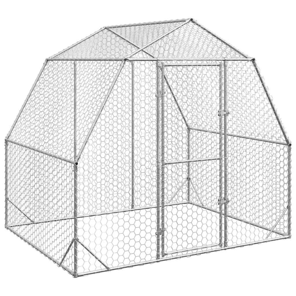 Vidaxl (Without Roof, 2.5 X 2 X 2.25 M) Chicken Run 2.5X4x2.25 M Galvanised Steel Walk-In Chicken Run