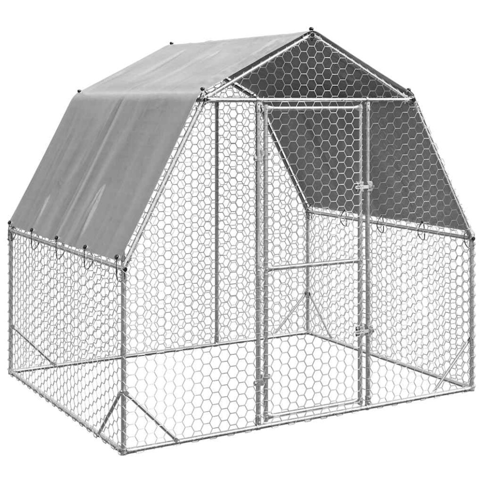 Vidaxl (With Roof, 2.5 X 2 X 2.25 M) Chicken Run 2.5X4x2.25 M Galvanised Steel Walk-In Chicken Run