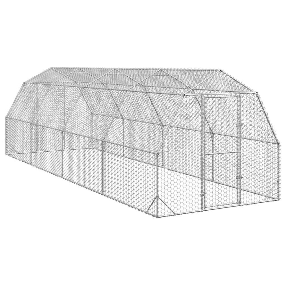 Vidaxl (Without Roof, 2.5 X 8 X 2.25 M) Chicken Run 2.5X4x2.25 M Galvanised Steel Walk-In Chicken Run