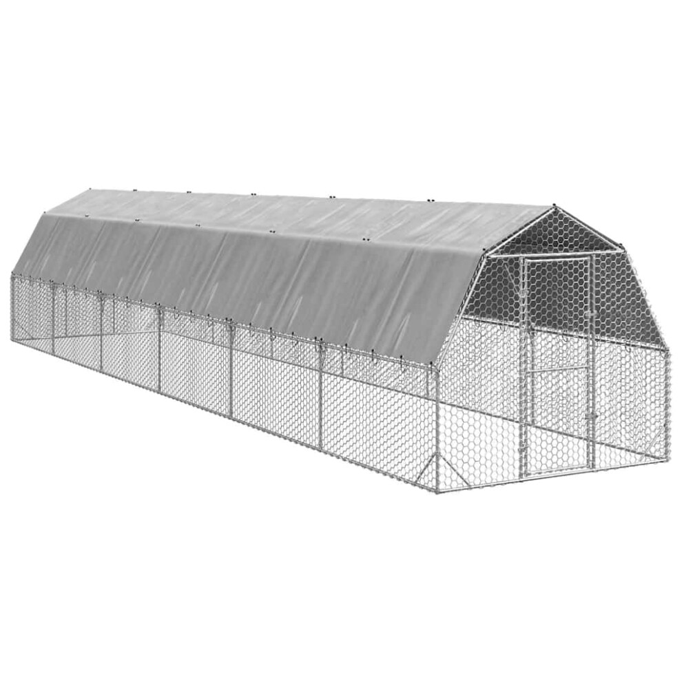 (With roof, 2.5 x 12 x 2.25 m) vidaXL Chicken Run 2.5x4x2.25 m Galvanised Steel walk-in chicken run
