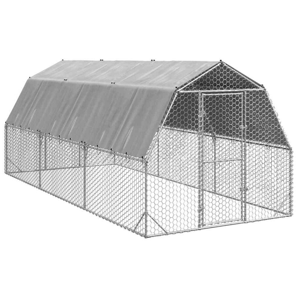 Vidaxl (With Roof, 2.5 X 6 X 2.25 M) Chicken Run 2.5X4x2.25 M Galvanised Steel Walk-In Chicken Run