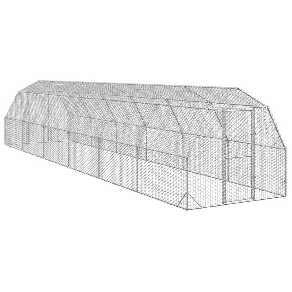 Vidaxl (Without Roof, 2.5 X 12 X 2.25 M) Chicken Run 2.5X4x2.25 M Galvanised Steel Walk-In Chicken Run
