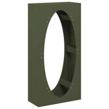 (olive green) vidaXL Firewood Rack 50x23x100 cm Weathering Steel fireplace log holder